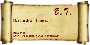 Balaskó Tímea névjegykártya